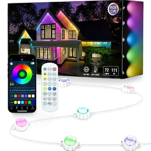 AurNyvaMay Permanent Outdoor Lights,Smart RGB Outdoor Lights with Remote APP Control, 100 Ft with 72 LED IP67 Waterproof Outside Light for House for Holiday, Party, Dailyy(unconnectable) - Image 1