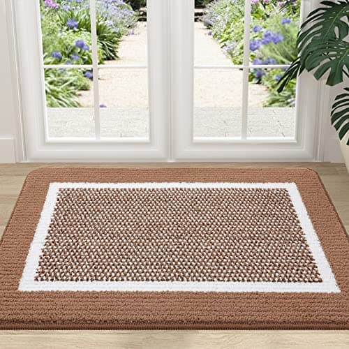 Colorxy Indoor Door Mat, Non-Slip Absorbent Resist Dirt Entrance Mat, Sturdy Low-Profile Inside Floor Carpet Mats, Washable Front Entry Doormats for Entryway, 47''x20'', Brown - Image 1