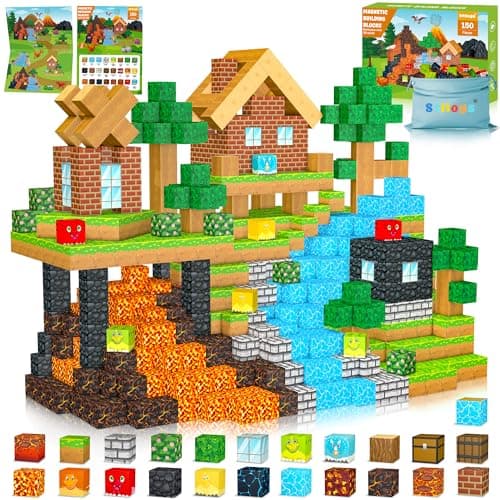 150PCS Magnetic Blocks: Magnetic Building Block Cubes for Kids Boys Girl Ages 3 4 5 6 7 8, STEM Magnet Block Dinosaur Toys for Kids, Constructions Sensory Stacking Toys Christmas Birthday Gift - Image 1