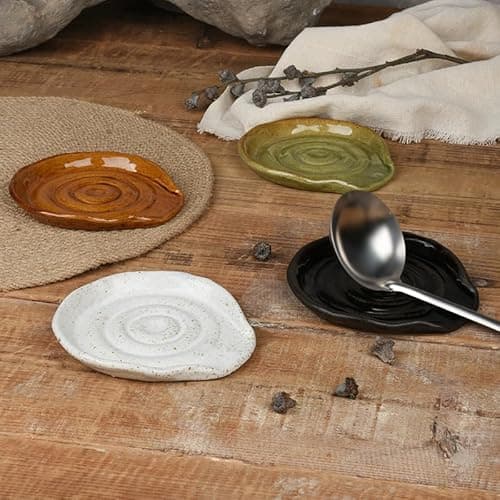 Spoon Rest for Stove Top, Black Ceramic Spoon Holder for Counter, Modern Farmhouse Decor Accessories for Spatula, Spoons or Tongs Gifts for Women Mom - Thumbnail 4
