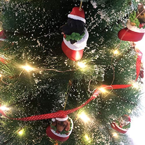 Cici & Jimmy Black Labrador Retriever with Santa Hat in Christmas Sock Dog Ornaments for Christmas Tree - Thumbnail 6