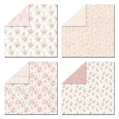 Scrapbook Paper & Scrapbooking Supplies, Pink 6x6 Double-Sided Patterned Cardstock Pad, Shabby Chic Craft Sheets for Junk Journaling, Card Making & Scrap Book, 24 Sheets - Thumbnail 5