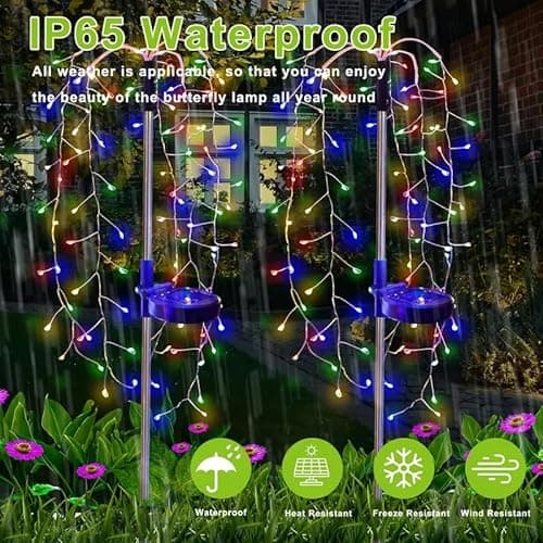 liboyixi Solar Garden Christmas Lights, 1Pack Solar Willow Tree Lights, 200LEDs Solar Fairy Pathway String Lights 8 Modes Waterproof Copper Wire for Home Yard Christmas Decoration - Thumbnail 6