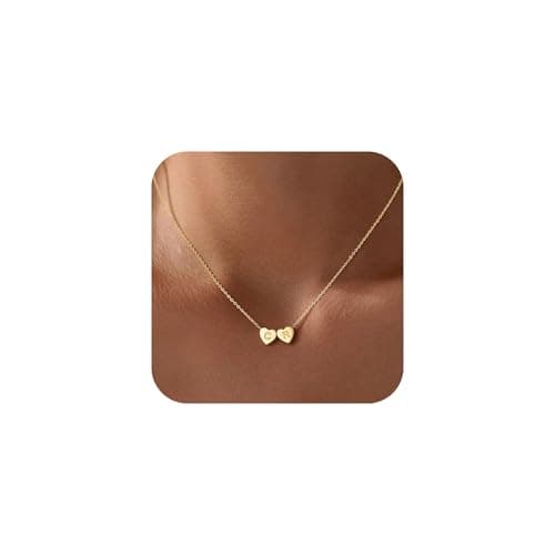 Turandoss Dainty Heart Initial Necklaces - 14K Gold Plated Heart Letter C R Pendant Necklace Trendy Personalized Jewelry Birthday Gifts for Women Sister Mom - Image 1