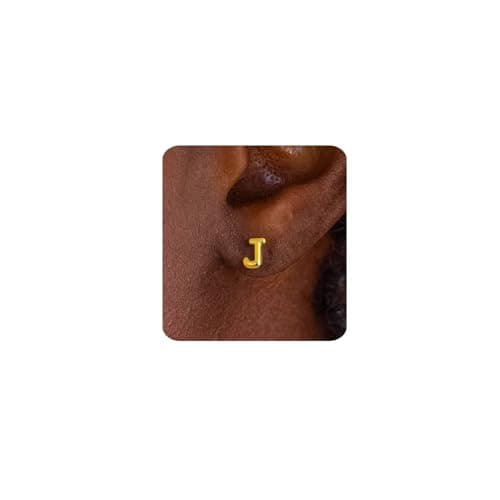 MUMREUES Gold Earrings for Women Trendy 14K Gold Plated Initial J Letter Stud Earrings Simple Small Minimalist Dainty Cute Hypoallergenic Earrings Jewelry Gifts - Image 1