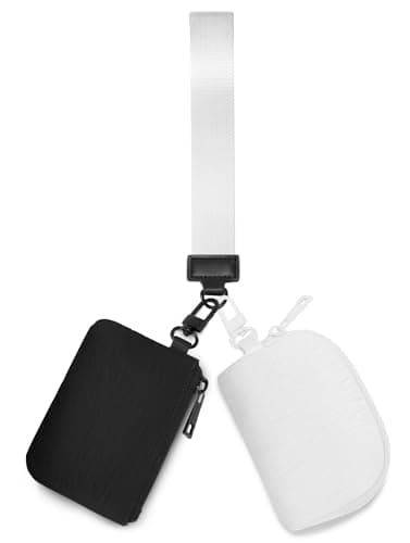 Viverte Mini Zip Around Keychain Wristlet Wallets Small Portable Dual Pounch Wristlet Detachable Coin Purse Pocket Gifts for Women Travel Sports Outdoors (Black+ White) - Image 1