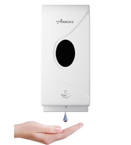 AIMEIKE Automatic Wall-Mounted Soap Dispenser 800ml (27 fl oz), ABS White Touchless Soap Dispenser with Viewing Window & Lock for Home Bathroom & Commercial Restrooms - Image 1
