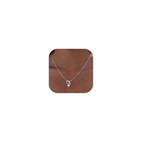Pearl Necklaces for Women Trendy Pearl Pendant Necklace Birthday Valentines Day Wedding Bridesmaid Gifts Dainty Silver Necklace for Women - Image 1