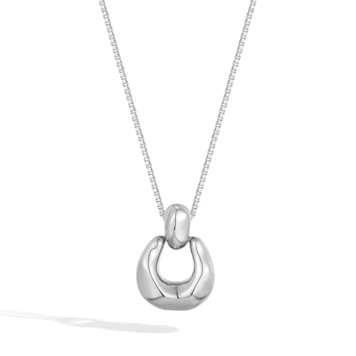HESSAWELL Silver Pendant Necklace for Women Silver Statement Necklace for Dainty Jewelry - Image 1