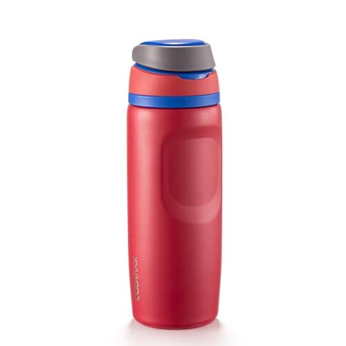 Coolflask MegaSip Stainless Steel Water Bottles 24 oz with Straw, Insulated Water Bottle Leak-Proof, 24+ Hours Cold, BPA-Free Dishwasher Safe, Water Flask for Sports Gym Work Office, Crimson Cobalt - Image 1
