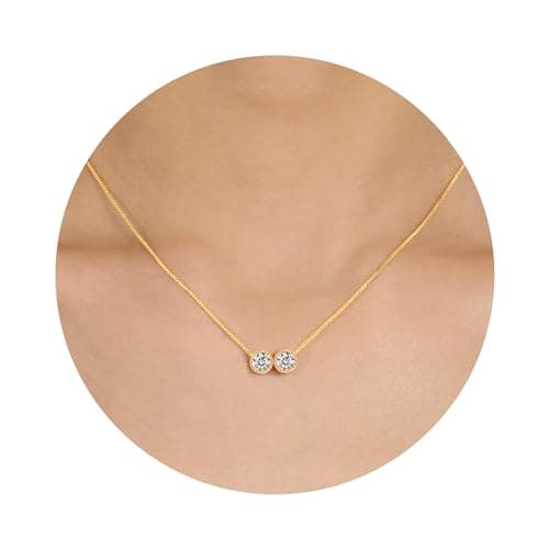 Sistble April Birthday Gifts for Women Crystal Necklace Mothers Day Gift for Mom 14K Gold Necklaces two Birth Stones Birthstone Jewelry for Her - Image 1