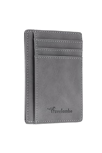 Travelambo Slim Wallet Front Pocket Minimalist Leather RFID Blocking Medium Size - Image 1