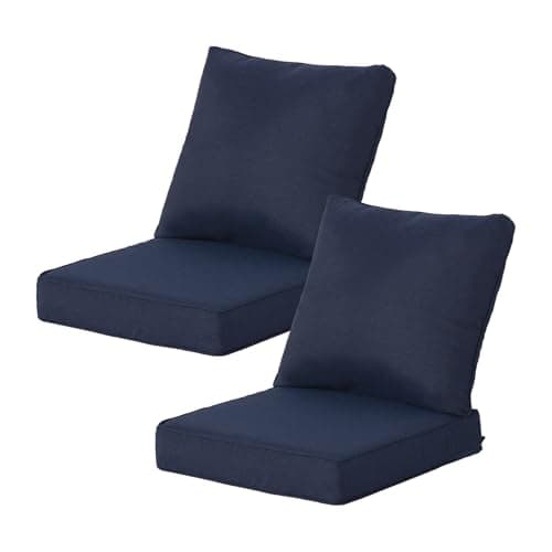 Localive 24x24 Inch Outdoor Deep Seat Cushions Set of 2,Thick High-Density Foam, Removable Cover with YKK Hidden Zipper,Water-Resistant UV-Resistant Polyester for Patio Furniture,Midnight - Image 1