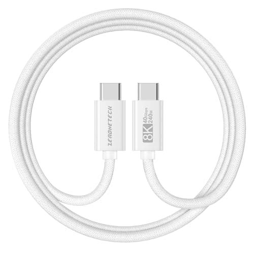 ZeroneTeck 40Gbps USB C Monitor Cable 5FT, USB4 for Thunderbolt 4/3, 8K/Dual 4K@60Hz Display, USBC Video and Data Cable, 2X Faster than USB C 3.2 Gen 2x2, 240W Charging for iPhone 17, Monitor, Carplay - Image 1