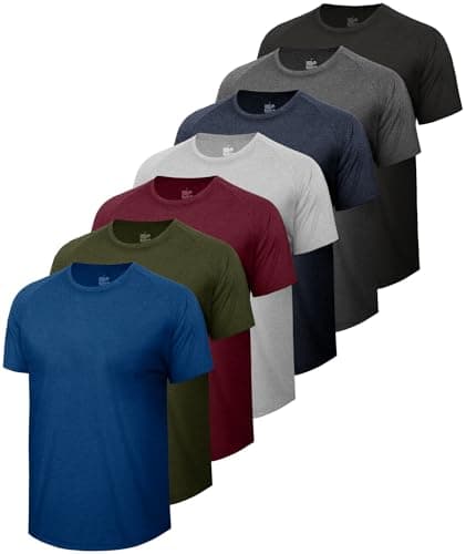 BOOJO 7 Pack Workout Shirts for Men - Quick Dry Moisture Wicking T-Shirts Short Sleeve Tees for Gym Running Athletic Sport - Image 1