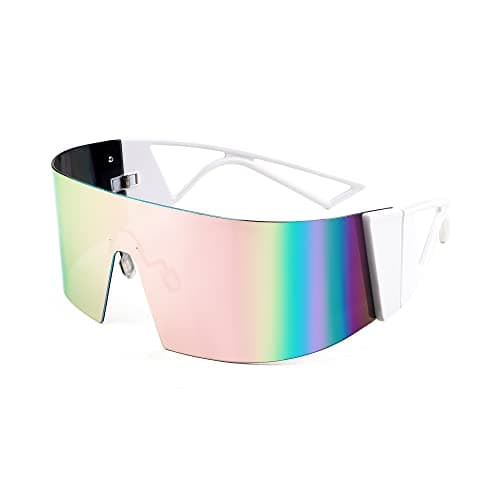 FEISEDY Oversized Flat Top Futuristic Wrap Sunglasses One Piece Goggles for Women Men Fashion Shades B4054 - Image 1