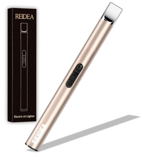 REIDEA Candle Lighter Electronic Arc Windproof Flameless USB Rechargeable Lighter with Safe Button for Home Kitchen, S4, Champagne Gold - Image 1