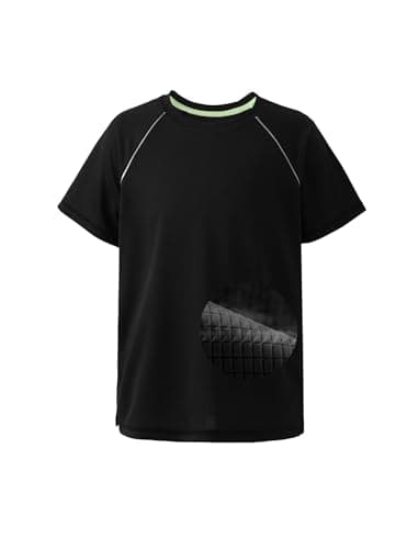 PATPAT Boys Performance T-Shirts with Breathable Air-Grid, Ultra Lightweight Short Sleeve Athletic Shirt for Active Kid Youth, Hyper Black, US12/L - Image 1
