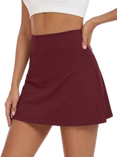 DLOODA Golf Skorts for Women with Pockets Inner Shorts Tennis Skirt High Waisted Athletic Skorts Workout Pickleball,Burgundy,X-Small - Image 1