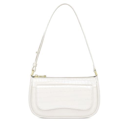 Peacocktion Shoulder Bag for Women Trendy Small Vegan Leather Crossbody Purses Handbags White - Image 1