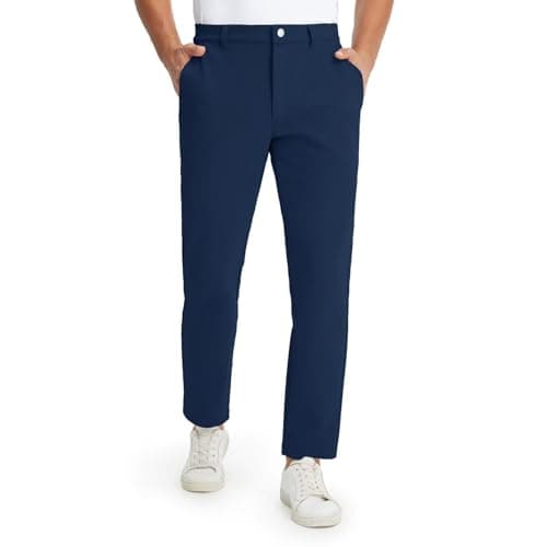 M MAELREG Golf Pants Men Fleece Lined 30"/32"/34" Solid Dress Work Pants for Men Water-Resistant Stretch Warm Winter Trousers Navy - Image 1