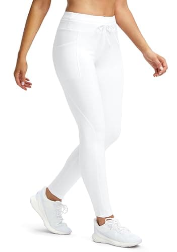 G Gradual Women's Fleece Lined Winter Leggings High Waisted Water Resistant Thermal Hiking Ski Pants for Women with Pockets(White,XXL) - Image 1