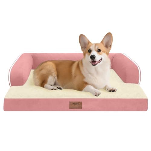 Dog Bed Medium Size Dog-Orthopedic Waterproof Bed for Dogs,Foam Couch Sofa with Washable Removable Cover & Non-Slip Bottom-Pink - Image 1