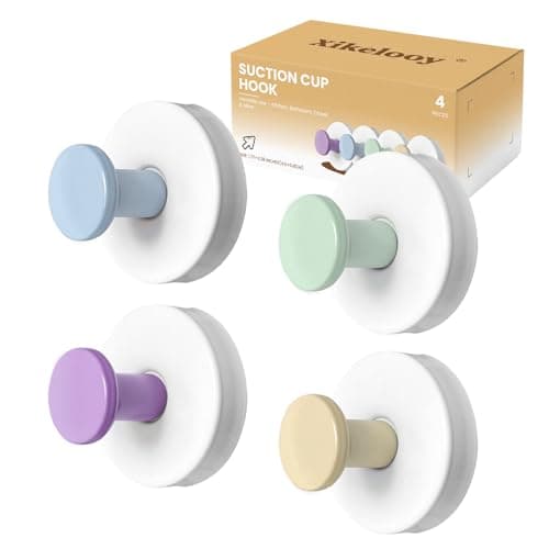 Xikelooy Suction Cup Hooks, Suction Cup Hooks for Shower,Removable Towel Hooks for Bathroom Window Glass Door Wall, Bath Robe Looafh Wreath Hook for Hanging - Image 1