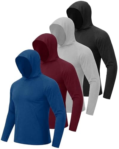 BOOJO 4 Pack Sun Hoodie for Men - UV UPF 50+ Fishing Shirts Long Sleeve Lightweight Tops for Athletic Running Gym Workout - Image 1