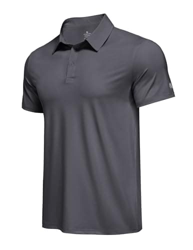 PINSPARK Moisture Wicking Polo Shirts for Men Quick Dry Golf Shirt Workout Tennis Polos Shirt Summer Collared Shirts Big 2XL Dark Grey - Image 1