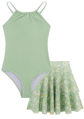 Seanrui Girls Swimsuit Size 9 10, One Piece Swim Suits for Teen Girl Bathing Suit Tankini Swimsuit Swimwear Girls Green - Image 1