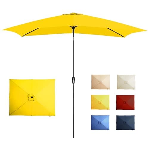 GREFORG 6.5x10FT Rectangular Patio Umbrella with Push Button Tilt & Crank Lift for Garden,UV Protection Outdoor Umbrella for Deck,Pool and Yard,Yellow - Image 1
