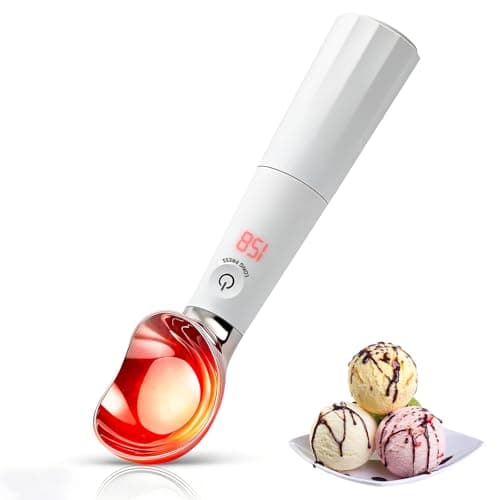 KEHFPMW Heated Ice Cream Scoop Rechargeable, 30s Rapid Heating Electric Scooper to 158°F with LED Display, IP65 Waterproof & Easy to Clean, Smart Touch Safety Lock for Hard Gelato & Cookie Dough,White - Image 1
