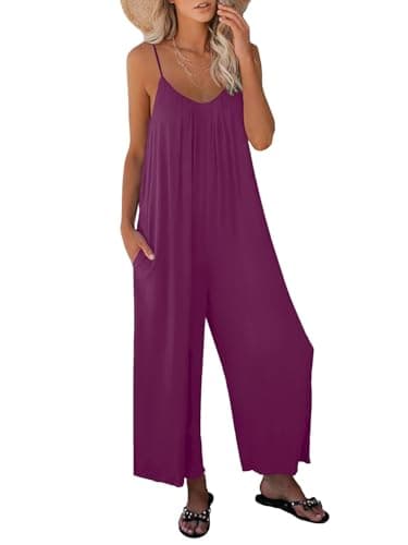 STOLKISS Women Oversized Jumpsuits Summer Sleeveless Loose Jumpsuit Shoulder Strap Adjustable Long Pants Rompers with Pockets - Image 1