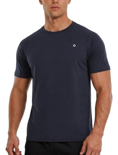 PATPAT Men's Short Sleeve Active T-Shirt Quick Dry Athletic Tee Running Swim Tops Summer Moisture Wicking Shirts, Dark Blue, XL - Image 1