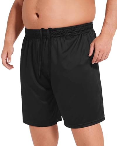 BOOJO Men's Big and Tall Athletic Shorts - Quick Dry Black Basketball Shorts with Pockets for Workout RunningActivewear(S-6XL) - Image 1