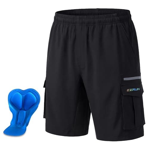 Men's Mountain Bike Shorts 3D Padded Bicycle Biking Shorts Quick Dry Lightweight MTB Cycling Shorts (All Black, 2XL) - Image 1