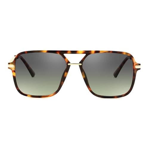 FEISEDY Retro Square Aviator Sunglasses for Women & Men, Polarized Lens, Classic Double Bridge Frame Shades B4195 - Image 1