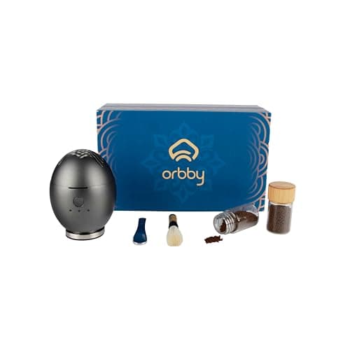 Orbby Scent Diffuser Starter Kit | Mini Portable Desk Diffuser for Office: Electric Incense Burner, Rechargeable Cordless Pet Safe Air Freshener for Home, Flameless (Gray, Inculdes Pellets) - Image 1