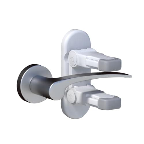 4-Pack Door Handle Baby Proof Lock – Child Proof Door Lever Lock for Kids Safety – Stops Toddler, Dog & Cat from Opening Doors – Easy One-Hand Adult Use, No-Drill Adhesive – Fits Home Bath/Kitchen