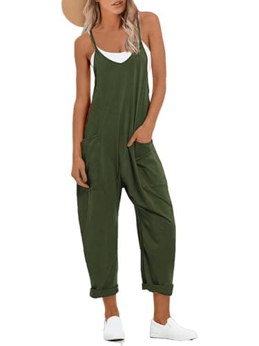STOLKISS One Piece Jumpsuits for women V Neck Sleeveless Loose Overalls Spaghetti Strap Harem Long Pants Rompers with Pockets - Image 1