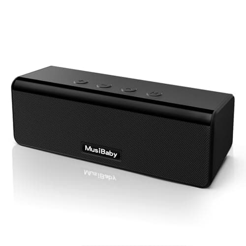 Musibaby Small Bluetooth Speaker, Gifts for Women Mothers Mom Wife Her Waterproof Portable Speakers Wireless with Stereo Sound, Dual Pairing, 24HRs Playtime, for Home/Party/Outdoor (Black) - Image 1