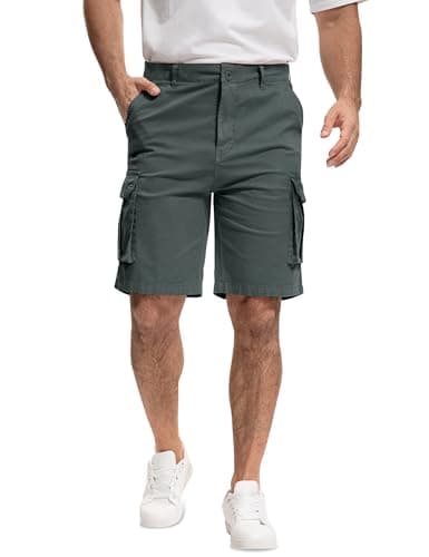 AOHIKE Men's Cargo Shorts 7 Pockets - Quick Dry Casual Shorts for Men Outdoor Golf Travel Camping, Grey M - Image 1