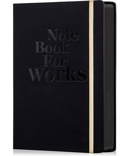 MINICAGIE Lined Journal Notebook for Men and Women, 256 Pages Black Journals for Writing, Hardcover A5 Journaling Notebooks Daily Work Travel Office Journal 5.7'' X 8.5'' Black Gold - Image 1
