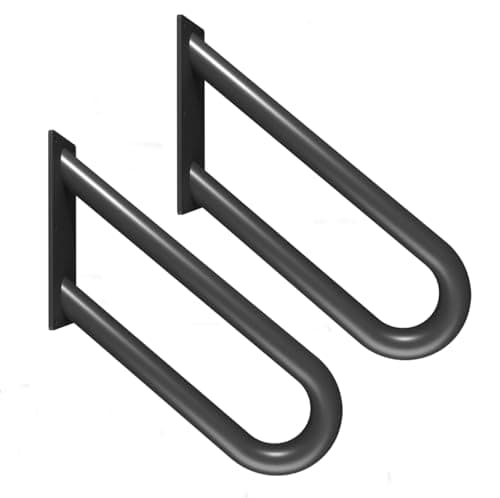 Hand Rails for Outdoor Steps Stair Railing Indoor Rail Metal Heavy Duty Non-Slip 1-3 Step Wall Mount Grab Bars U-Shape Safety Handle Garage Porch Courtyard Doorways (2 Pack 16") - Image 1