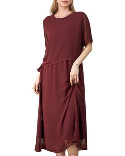 Autumn Flowerwall 2026 Wedding Guest Dress Red Trendy a-line Dresses for Women Eegant Casual (US, Alpha, Medium, Regular, Petite, Red) - Image 1