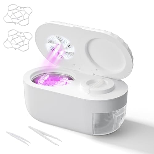 Ultrasonic Denture Cleaner with Automatic Clean, Drain & Dry, 45kHz Retainer and Night Guard Cleaning Machine with Built-in Drainage Chamber, Low-Noise Design for Aligners, Braces & Dental Appliances - Image 1