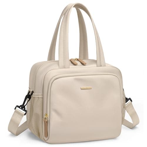 GOLF QUALITY Insulated Lunch Bags for Women,Lightweight Puffy Padded Waterproof Lunch Tote,Reusable Lunch Cooler Bag for Work Picnic Travel,Apricot - Image 1