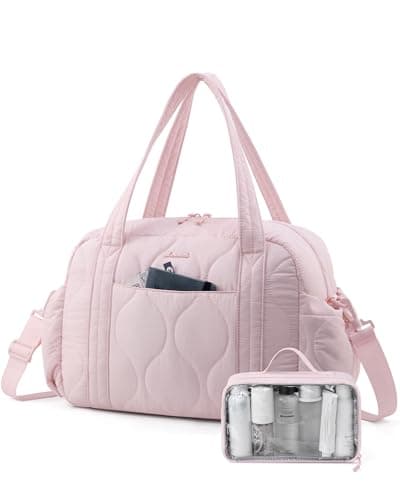 LOVEVOOK Duffle Bag for Travel, Puffer Weekender Gym Bags for Women with Wet Pocket, Lightweight Carry On Bag Overnight Bag with Toiletry Bag, Hospital Bags for Labor - Image 1