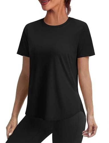 Alaroo Workout Shirts Women Loose Fit Lightweight Short Sleeve Tops for Women Pilates Athletic Running Fitness Clothing Black L - Image 1